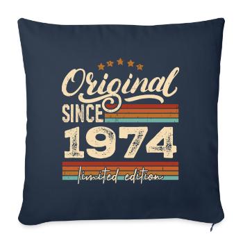 Original 1974 Vintage - Cadeau D’anniversaire 1974 - Housse de coussin décorative 45 x 45 cm - bleu marine - Devant