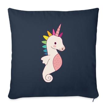 Licorne hippocampe doux cadeau - Housse de coussin décorative 45 x 45 cm - bleu marine - Devant