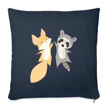 Raton laveur renard doux animaux doux amour des animaux cadeau - Housse de coussin décorative 45 x 45 cm - bleu marine - Devant