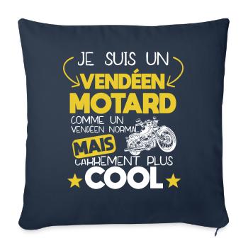 Vendéen - Motard - Cadeau - Cool - Humour - Moto - Housse de coussin décorative 45 x 45 cm - bleu marine - Devant