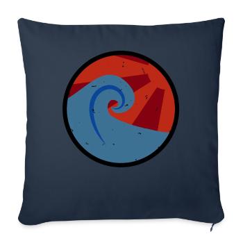Vague style rétro - Housse de coussin décorative 45 x 45 cm - bleu marine - Devant