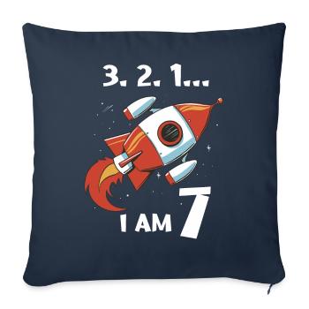 Cadeau 7 ans anniversaire garçon ou fille - Housse de coussin décorative 45 x 45 cm - bleu marine - Devant