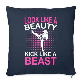 Karaté Karaté Combattant Arts martiaux - Housse de coussin décorative 45 x 45 cm - bleu marine - Devant