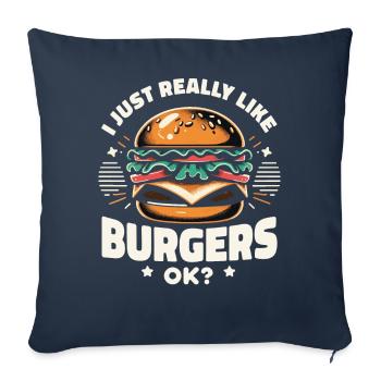 Burger Fast Food Hamburger Cheesburger Burgers - Sofa pillowcase 17,3'' x 17,3'' (45 x 45 cm) - navy - Front