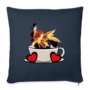 Pause-café Poisson Caféine Rafraîchissement Fantaisie - Housse de coussin décorative 45 x 45 cm - bleu marine - Devant