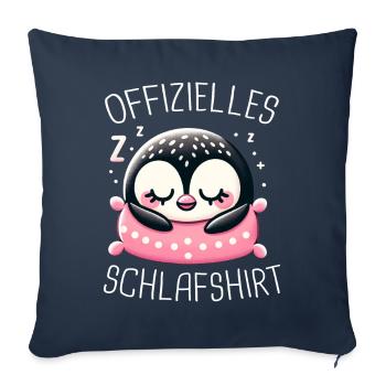 Pingouin, petits pingouins, manchot empereur - Housse de coussin décorative 45 x 45 cm - bleu marine - Devant