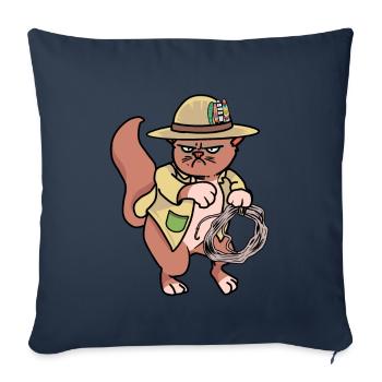 Chat Wild West Cowboy Ranch Lasso Hippie - Housse de coussin décorative 45 x 45 cm - bleu marine - Devant