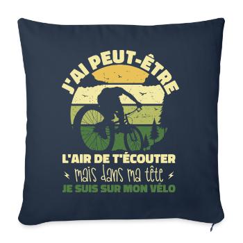 Cycling In My Head I'm On My Bike Humor - Sofa pillowcase 17,3'' x 17,3'' (45 x 45 cm) - navy - Front