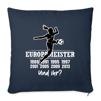 EUROPAMEISTER FRAUENFUSSBALL SPRUCH - Sofakissenbezug 45 x 45 cm - Navy - Vorne