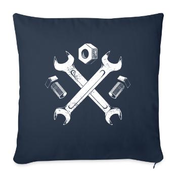 Insigne d’outil mécanicien - Housse de coussin décorative 45 x 45 cm - bleu marine - Devant