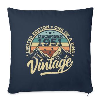 Original Décembre 1951 - Cadeau d’anniversaire 74 - Housse de coussin décorative 45 x 45 cm - bleu marine - Devant