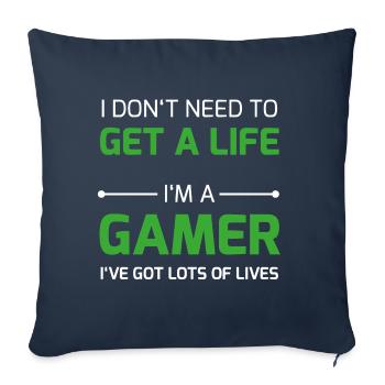 Gamer Vie / Respawn vie geek gamer ballot Plus - Housse de coussin décorative 45 x 45 cm - bleu marine - Devant