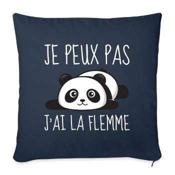 Je peux pas j'ai la flemme - Housse de coussin décorative 45 x 45 cm - bleu marine - Devant