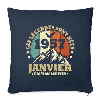 Les légendes sont nées en Janvier 1957 Vintage - Housse de coussin décorative 45 x 45 cm - bleu marine - Devant