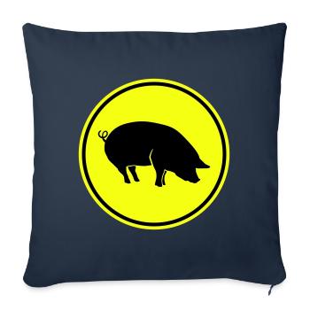 Animal porcin - Housse de coussin décorative 45 x 45 cm - bleu marine - Devant