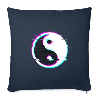 Yin yang glitch - Housse de coussin décorative 45 x 45 cm - bleu marine - Devant