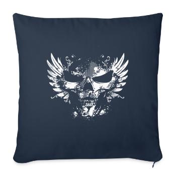 Crâne avec des ailes - Housse de coussin décorative 45 x 45 cm - bleu marine - Devant
