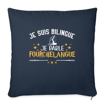 Humour film, cinéma, je suis bilingue, magicien - Housse de coussin décorative 45 x 45 cm - bleu marine - Devant