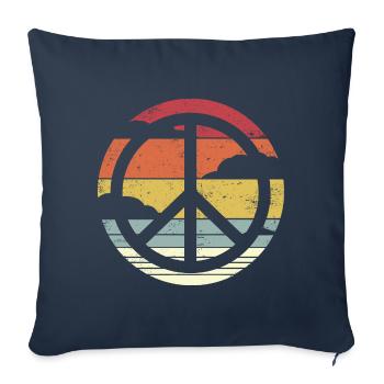 Rétro Design Signe de paix Signe de paix - Housse de coussin décorative 45 x 45 cm - bleu marine - Devant