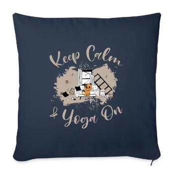 Restez calme et faites du yoga - Humour - Housse de coussin décorative 45 x 45 cm - bleu marine - Devant
