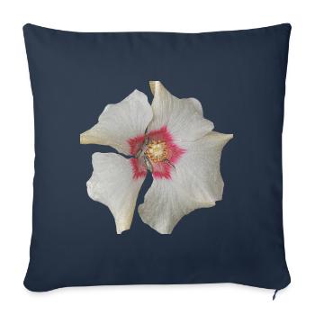 Fleur blanche Rouge - Housse de coussin décorative 45 x 45 cm - bleu marine - Devant