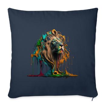 Lion arc-en-ciel | Lion arc-en-ciel | Art généré par l’IA - Housse de coussin décorative 45 x 45 cm - bleu marine - Devant