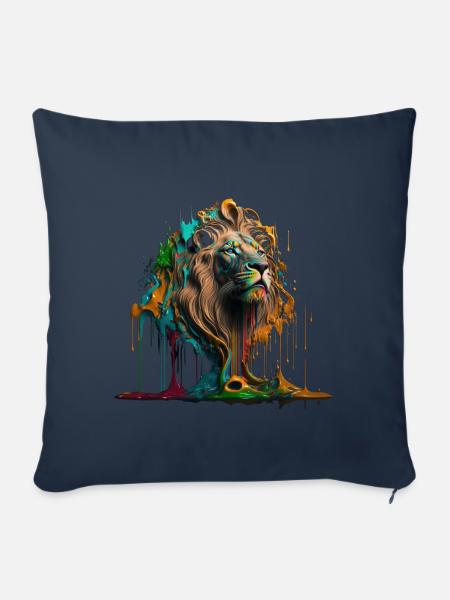 Regenbogen Löwe | Rainbow Lion | AI generated Art - Sofakissenbezug 45 x 45 cm - Navy