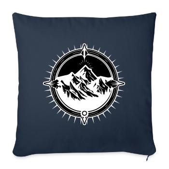 Symbole de voyage Compass Mountains - Housse de coussin décorative 45 x 45 cm - bleu marine - Devant