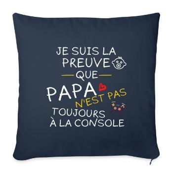 Papa Hors Ligne - Présent dans le monde réel - Housse de coussin décorative 45 x 45 cm - bleu marine - Devant