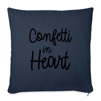 Confettis dans le cœur - Housse de coussin décorative 45 x 45 cm - bleu marine - Devant