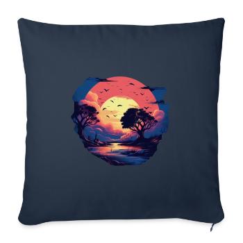 Paysage - Housse de coussin décorative 45 x 45 cm - bleu marine - Devant