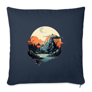 Paysage - Housse de coussin décorative 45 x 45 cm - bleu marine - Devant