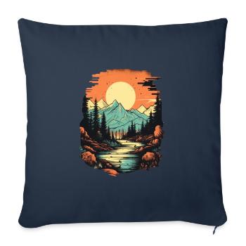 Paysage - Housse de coussin décorative 45 x 45 cm - bleu marine - Devant
