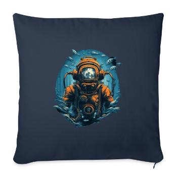 Plongeur - Housse de coussin décorative 45 x 45 cm - bleu marine - Devant