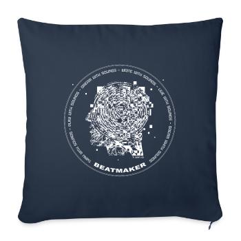 Beatmaker Design blanc - Housse de coussin décorative 45 x 45 cm - bleu marine - Devant