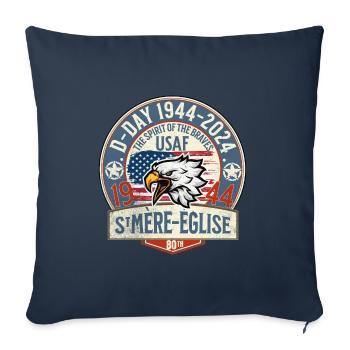 D DAY 1944 2024 St Mère Eglise Airborne 2 - Housse de coussin décorative 45 x 45 cm - bleu marine - Devant