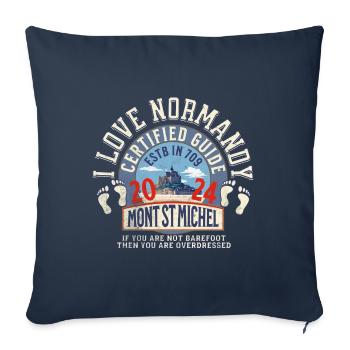 I love Normandy and Mt St Michel - Housse de coussin décorative 45 x 45 cm - bleu marine - Devant