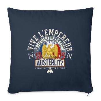 Vive l empereur Austerlitz 1805 - Housse de coussin décorative 45 x 45 cm - bleu marine - Devant