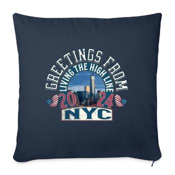 Greetings from New york city - Housse de coussin décorative 45 x 45 cm - bleu marine - Devant