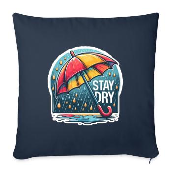 Restez au sec - Illustration de parapluie - Housse de coussin décorative 45 x 45 cm - bleu marine - Devant