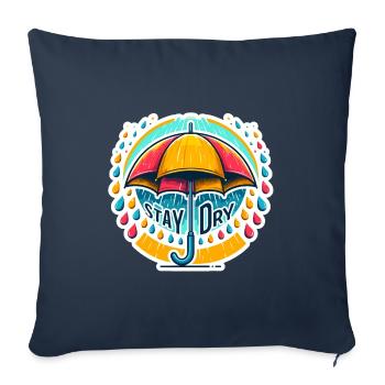 Restez au sec - Illustration de parapluie - Housse de coussin décorative 45 x 45 cm - bleu marine - Devant