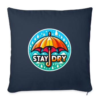 Restez au sec - Illustration de parapluie - Housse de coussin décorative 45 x 45 cm - bleu marine - Devant