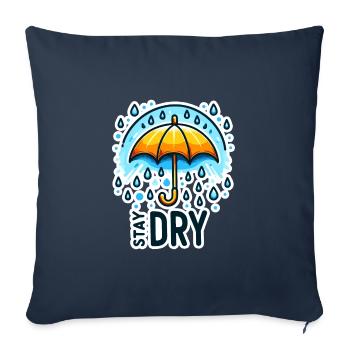 Restez au sec - Illustration de parapluie - Housse de coussin décorative 45 x 45 cm - bleu marine - Devant