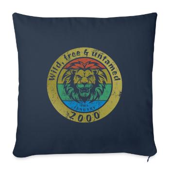 25ème Anniversaire Sauvage, libre et indompté depuis 01/2000 - Housse de coussin décorative 45 x 45 cm - bleu marine - Devant