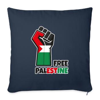 Poing levé avec drapeau palestine. Free Palestine - Housse de coussin décorative 45 x 45 cm - bleu marine - Devant
