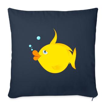Petit poisson - Housse de coussin décorative 45 x 45 cm - bleu marine - Devant