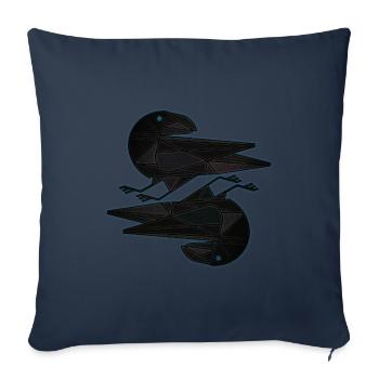 Hugin Munin - Housse de coussin décorative 45 x 45 cm - bleu marine - Devant