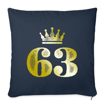 63 Numéro Couronne Or - Housse de coussin décorative 45 x 45 cm - bleu marine - Devant