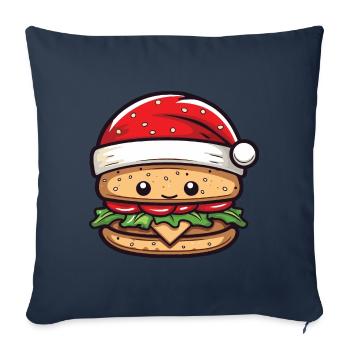 Burger Noël Bande Dessinée - Housse de coussin décorative 45 x 45 cm - bleu marine - Devant