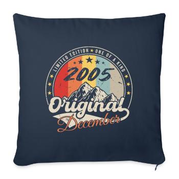 Vintage Cadeau D'anniversaire - Décembre 2005 - Housse de coussin décorative 45 x 45 cm - bleu marine - Devant